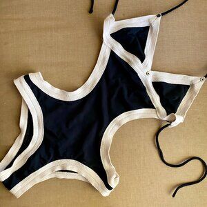 Undrest By The Sea String Monokini Swimsuit Black and White Color Size 4